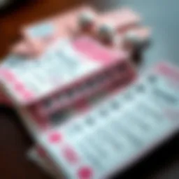 A visual representation of lottery tickets and betting slips