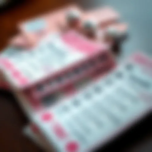 A visual representation of lottery tickets and betting slips