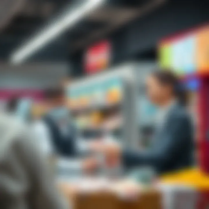 Exceptional Customer Service in Lottery Shops A friendly staff member assisting a customer at a lottery counter