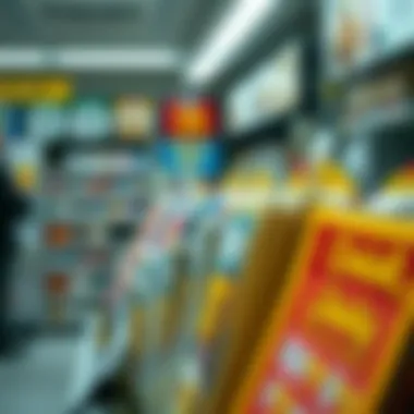 Showcasing Lottery Tickets Close-up of lottery tickets displayed in a well-organized retail environment