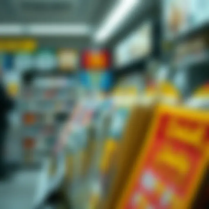 Showcasing Lottery Tickets Close-up of lottery tickets displayed in a well-organized retail environment
