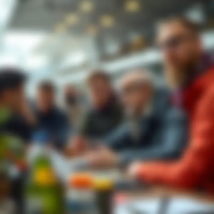 Engaging in Racing Strategy Discussions A group of enthusiasts discussing horse racing strategies