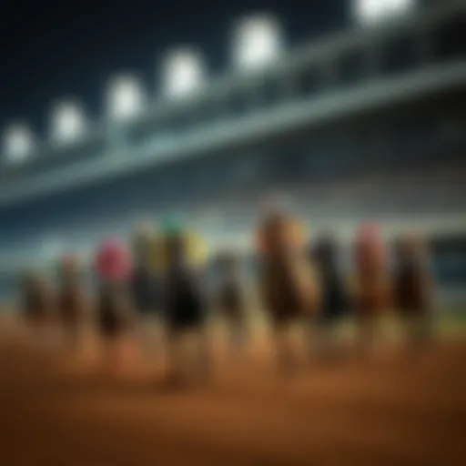 Dynamic Action at the Racetrack A vibrant racetrack showcasing horses in motion