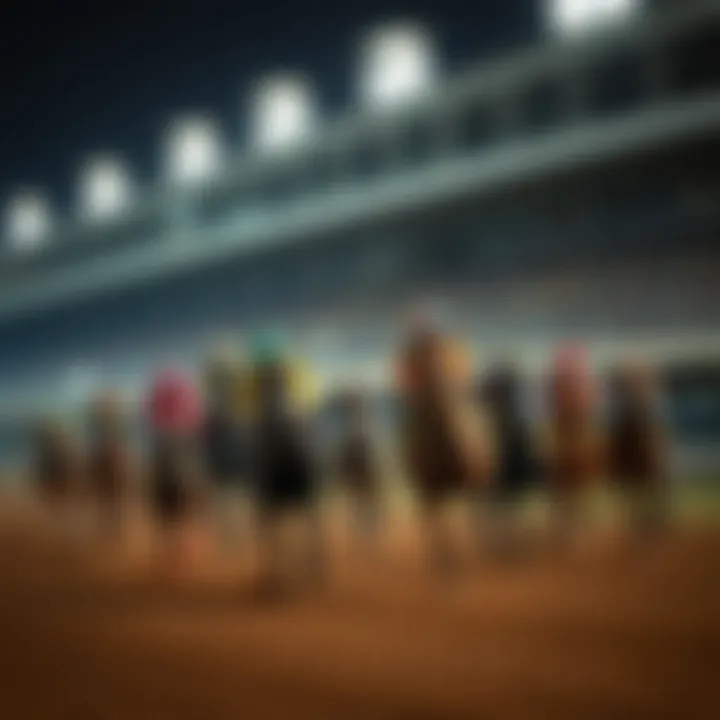 Dynamic Action at the Racetrack A vibrant racetrack showcasing horses in motion