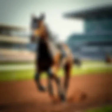 Thoroughbred in Action Thoroughbred horse galloping on the racetrack