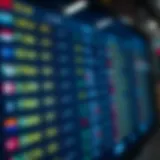 A close-up view of various sports betting odds displayed on a digital screen