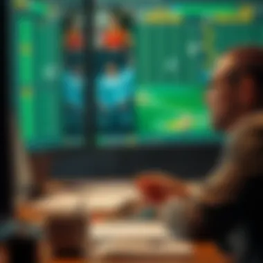 Betting Strategies Analysis A person analyzing betting strategies for sports